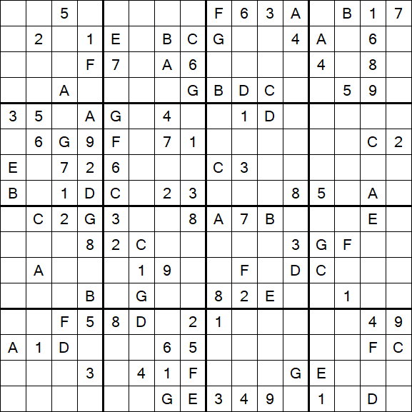 Sudoku 16x16 - Mittel