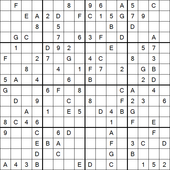 Sudoku 16x16 - Mittel
