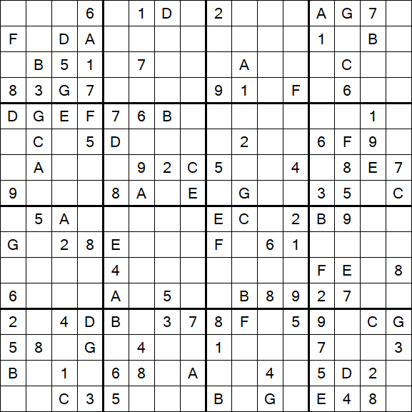 Sudoku 16x16 - Mittel