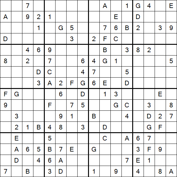 Sudoku 16x16 - Mittel