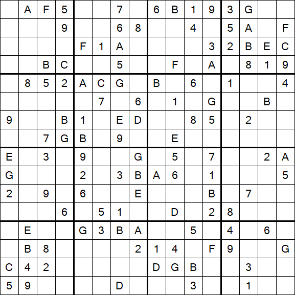 Sudoku 16x16 - Mittel