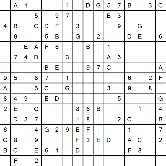 Sudoku 16x16 - Mittel