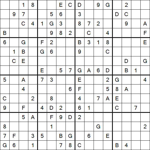 Sudoku 16x16 - Mittel