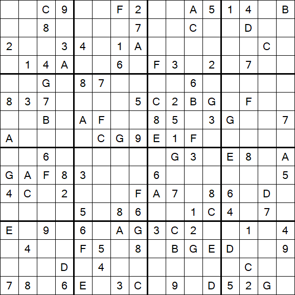 Sudoku 16x16 - Mittel