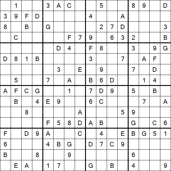 Sudoku 16x16 - Mittel