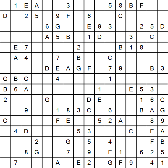 Sudoku 16x16 - Mittel