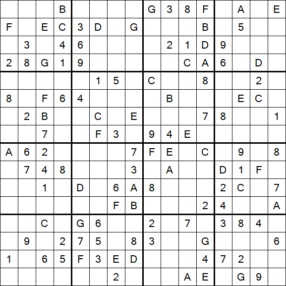Sudoku 16x16 - Mittel