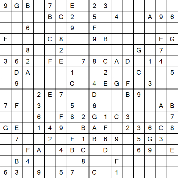 Sudoku 16x16 - Mittel