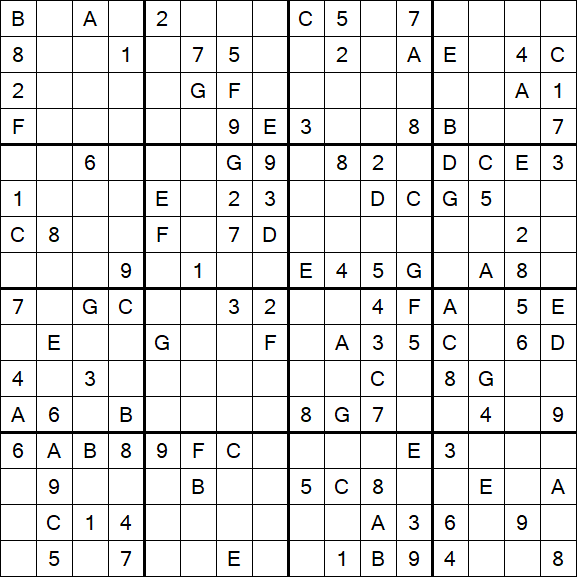 Sudoku 16x16 - Mittel