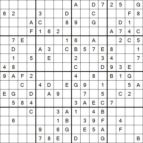 Sudoku 16x16 - Mittel