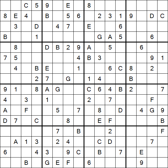 Sudoku 16x16 - Mittel