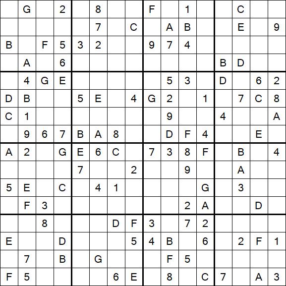 Sudoku 16x16 - Mittel