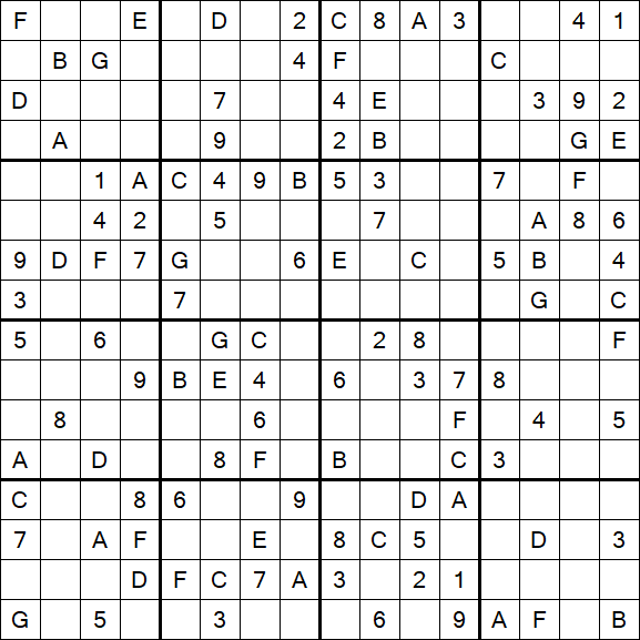 Sudoku 16x16 - Mittel