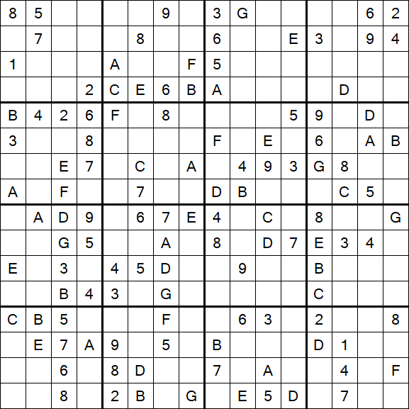 Sudoku 16x16 - Mittel