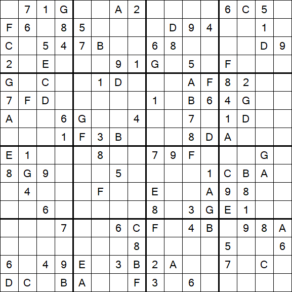 Sudoku 16x16 - Mittel