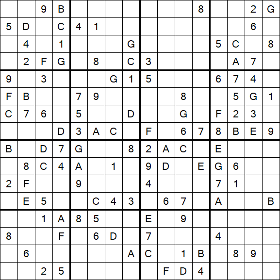 Sudoku 16x16 - Mittel