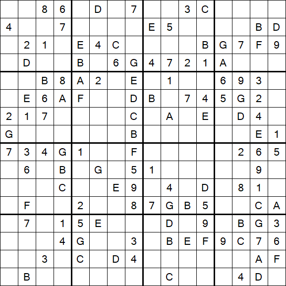 Sudoku 16x16 - Mittel