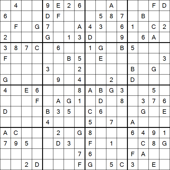 Sudoku 16x16 - Mittel