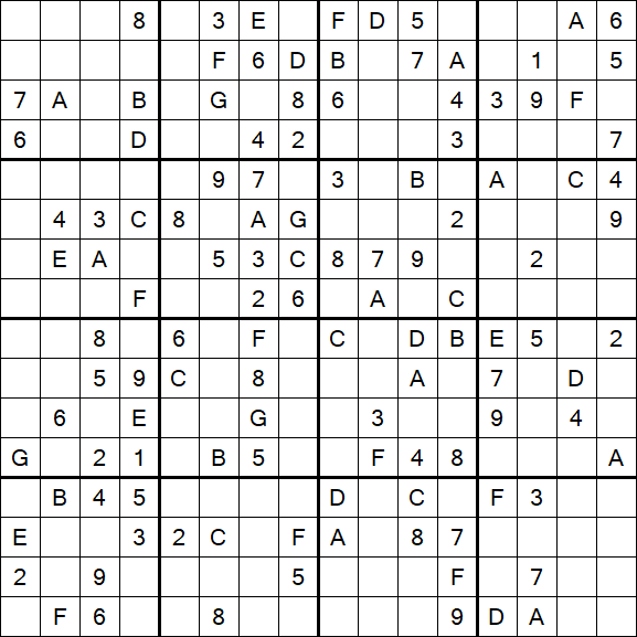 Sudoku 16x16 - Mittel