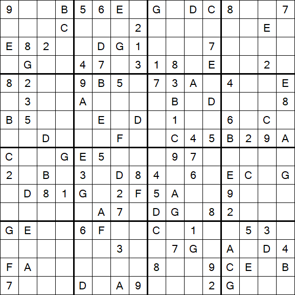 Sudoku 16x16 - Medium
