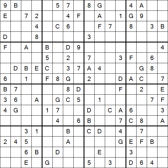 Sudoku 16x16 - Mittel