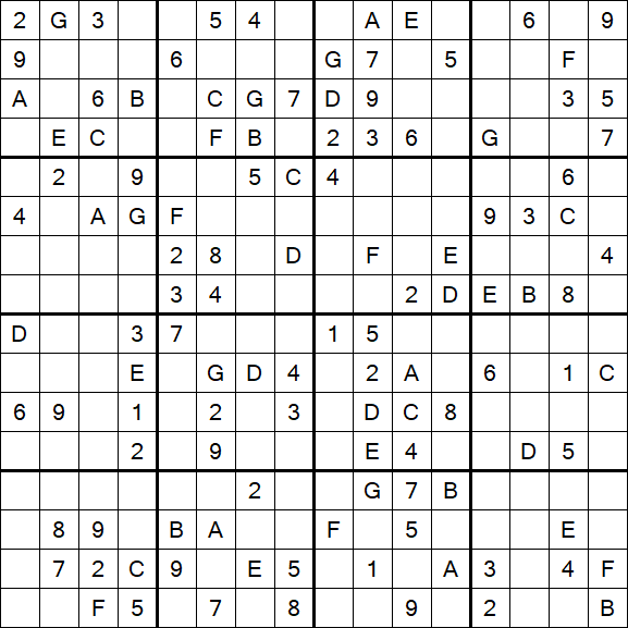 Sudoku 16x16 - Mittel