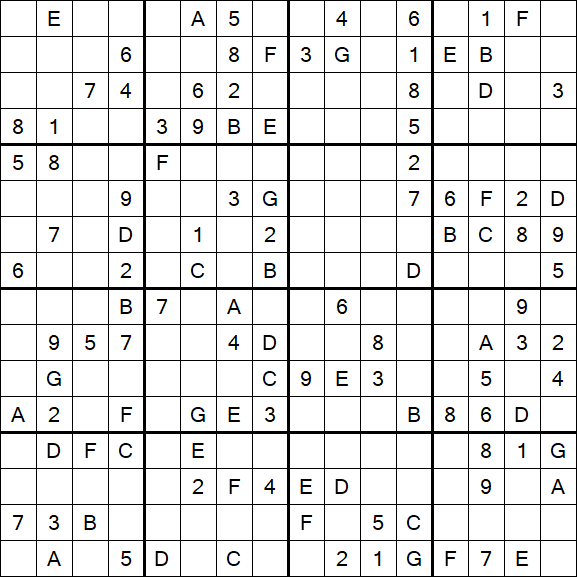 Sudoku 16x16 - Mittel