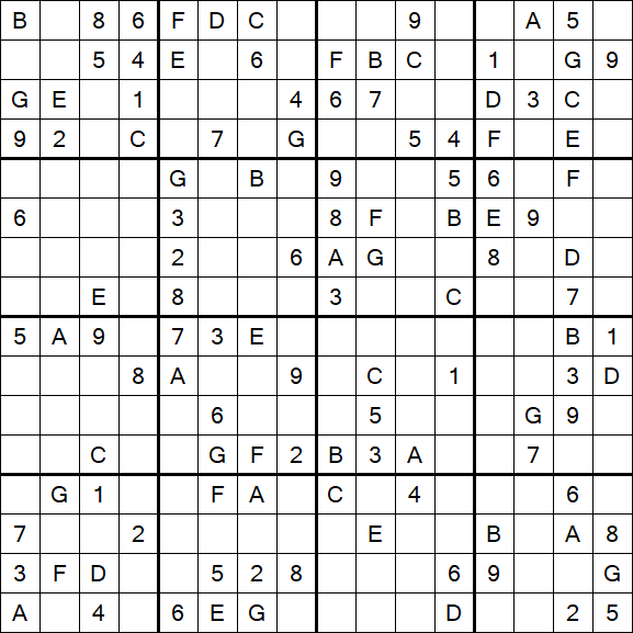 Sudoku 16x16 - Mittel