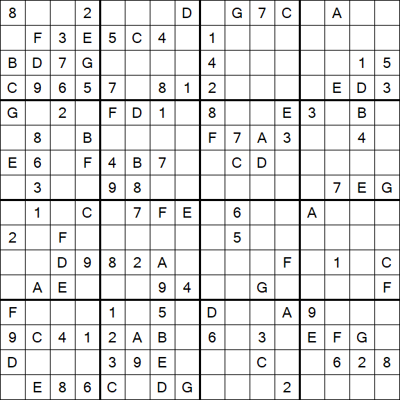 Sudoku 16x16 - Mittel