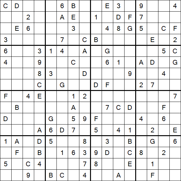Sudoku 16x16 - Mittel