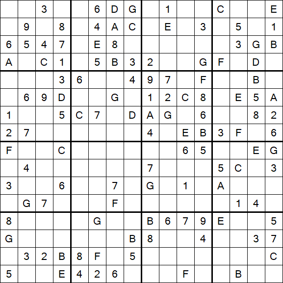 Sudoku 16x16 - Mittel