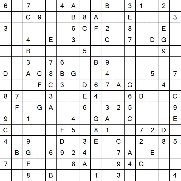 Sudoku 16x16 - Mittel