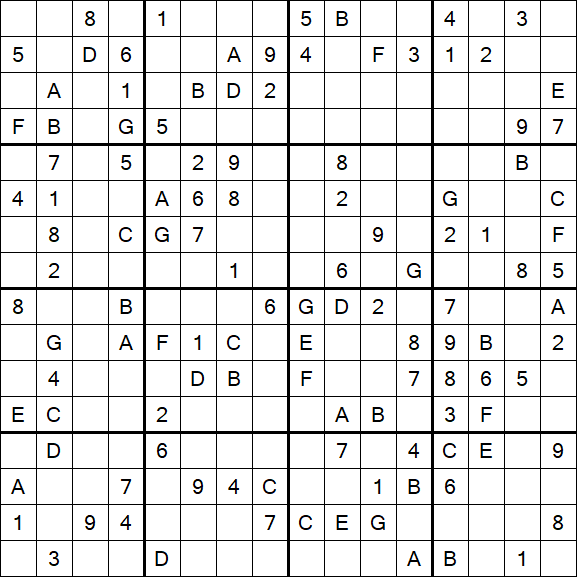 Sudoku 16x16 - Mittel