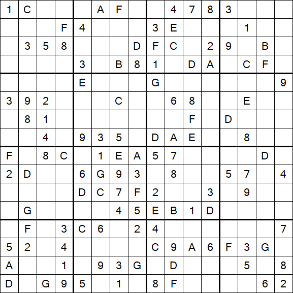 Sudoku 16x16 - Medium
