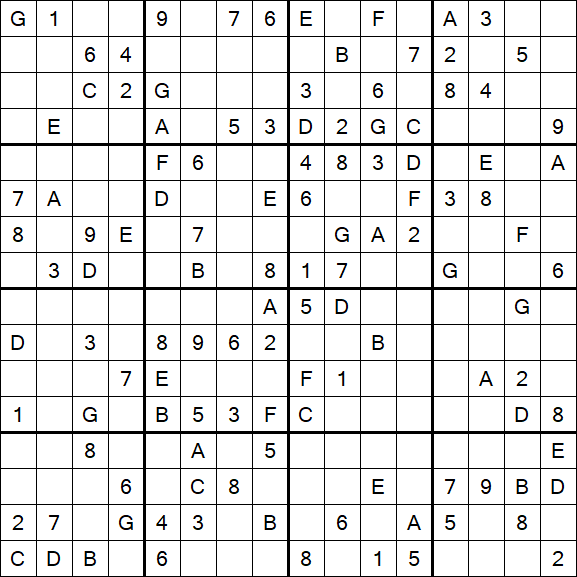 Sudoku 16x16 - Mittel