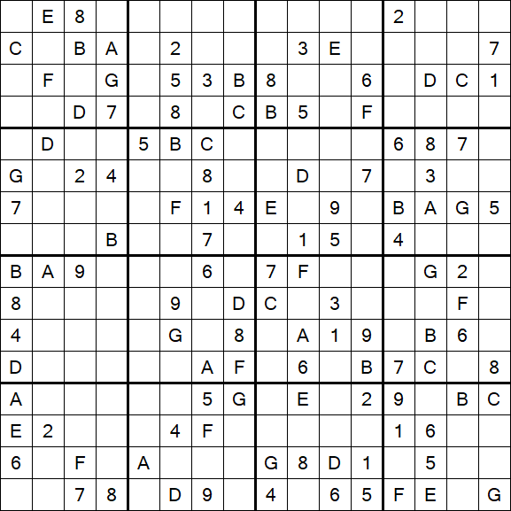 Sudoku 16x16 - Mittel