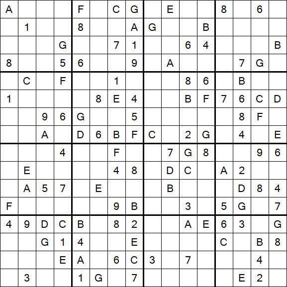 Sudoku 16x16 - Mittel
