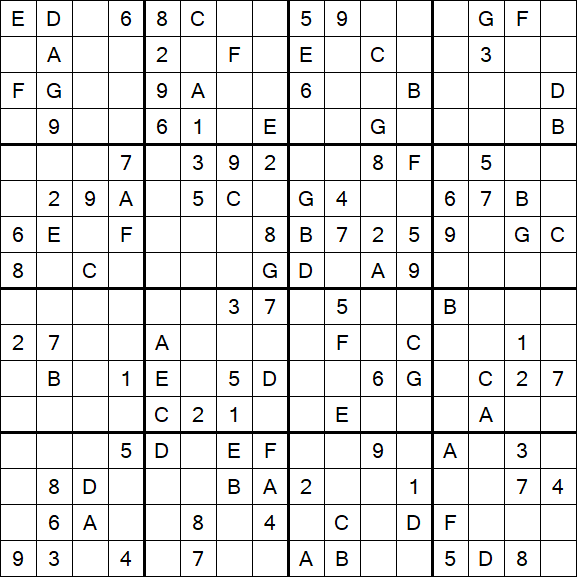 Sudoku 16x16 - Mittel