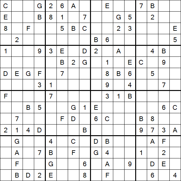 Sudoku 16x16 - Mittel
