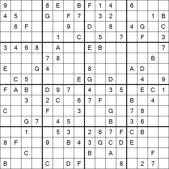 Sudoku 16x16 - Mittel