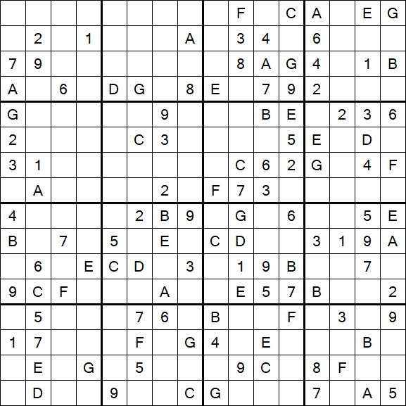 Sudoku 16x16 - Medio