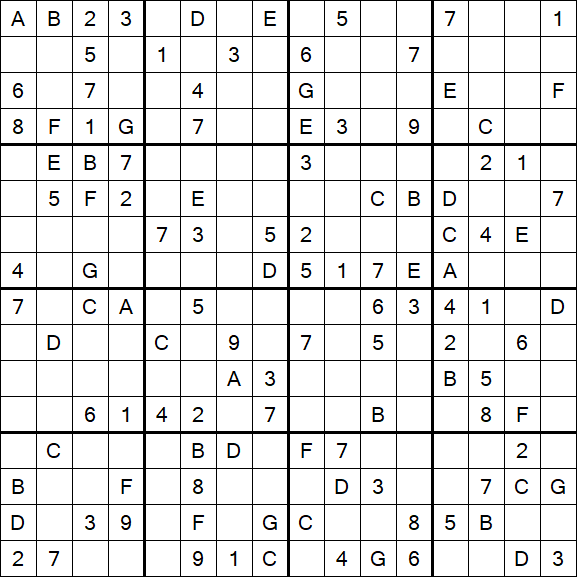 Sudoku 16x16 - Mittel