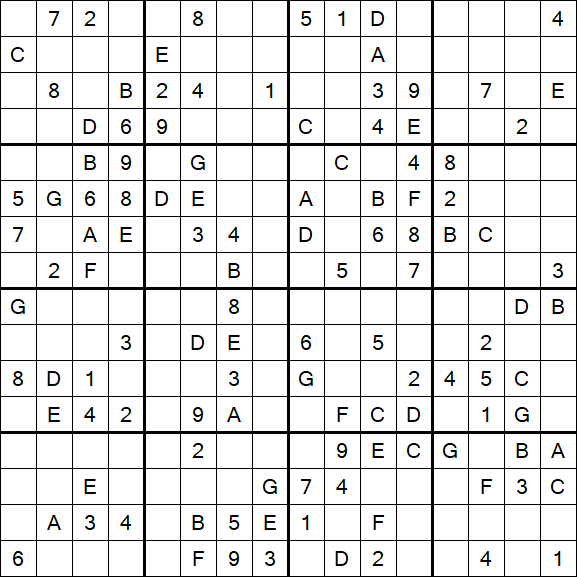 Sudoku 16x16 - Mittel
