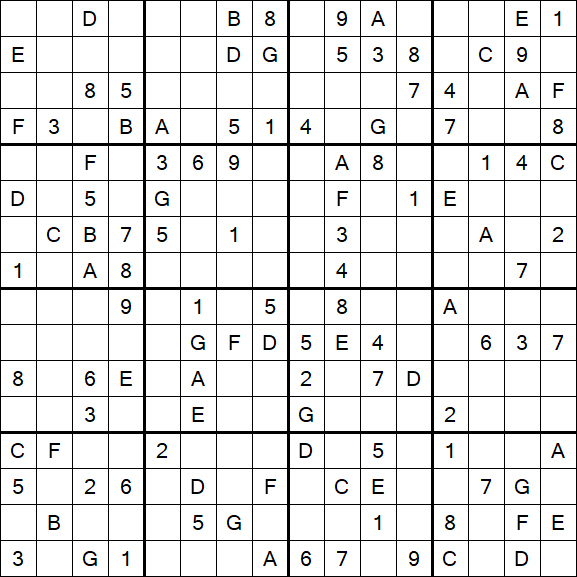Sudoku 16x16 - Mittel