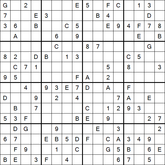 Sudoku 16x16 - Mittel