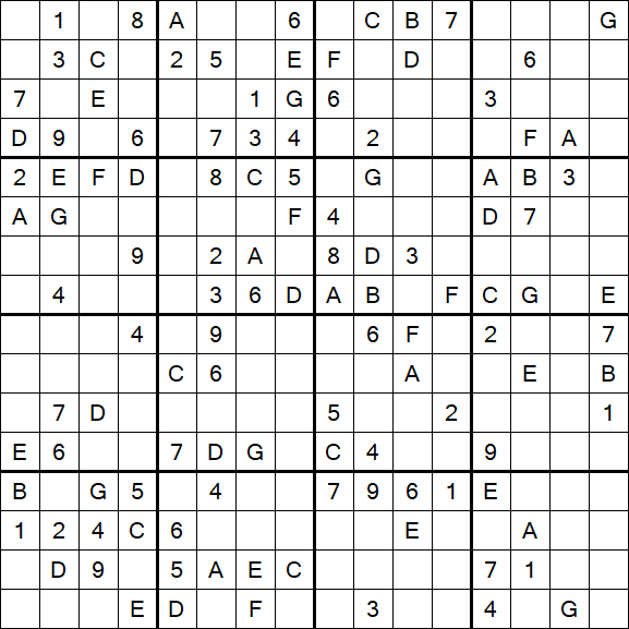 Sudoku 16x16 - Mittel