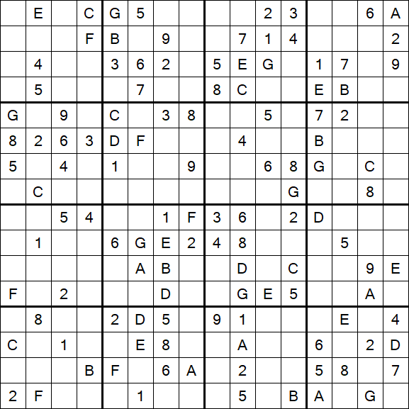 Sudoku 16x16 - Mittel