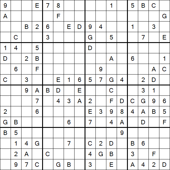 Sudoku 16x16 - Mittel