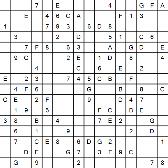 Sudoku 16x16 - Mittel