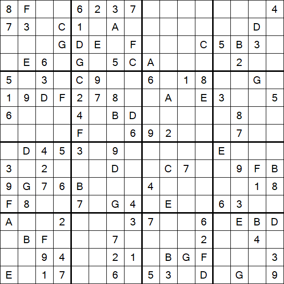 Sudoku 16x16 - Mittel